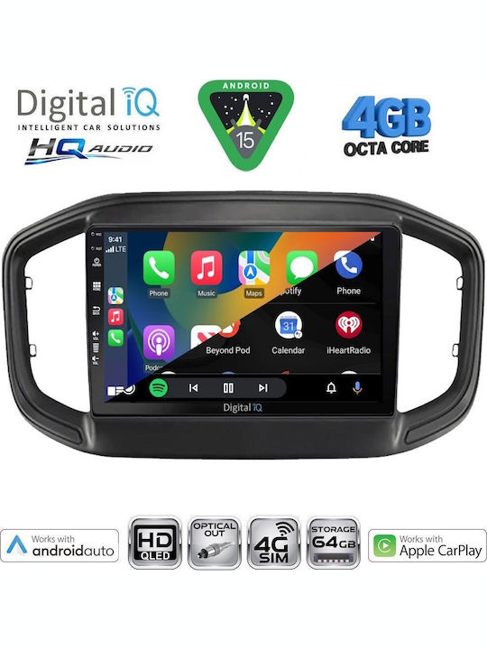 Digital IQ Car Audio System for Fiat Strada 2020 with Touch Screen 9" Digital IQ BXK 19147 CPAA Bluetooth USB Wi-Fi GPS Apple CarPlay Android Auto