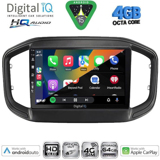 Digital IQ Car Audio System for Fiat Strada 2020 with Touch Screen 9" Digital IQ BXK 19147 CPAA Bluetooth USB Wi-Fi GPS Apple CarPlay Android Auto