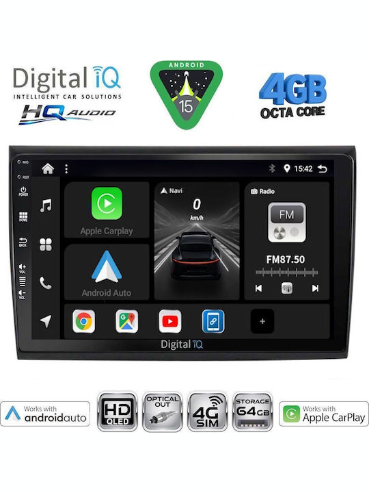 Digital IQ Car Audio System for Fiat 500X 2014 (Bluetooth/USB/WiFi/GPS/Apple CarPlay/Android Auto) with 9" Touch Screen