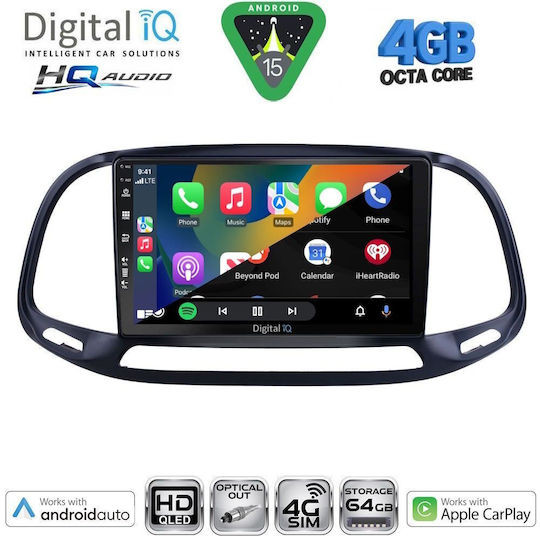 Digital IQ Ηχοσύστημα Αυτοκινήτου για Fiat 500X 2014 (Bluetooth/USB/WiFi/GPS/Apple-Carplay/Android-Auto) με Οθόνη Αφής 9"