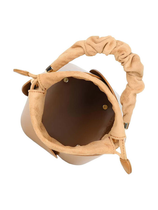 Gallantry Nuvia Collection Beuteltasche Damen Rüschen Griff Schultergurt Braune
