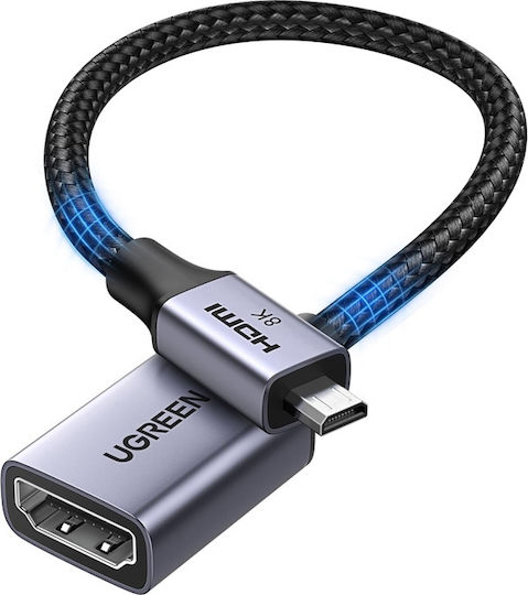 Ugreen Micro Hdmi To Hdmi Cable Hd182 8k 60hz 48gbps 0.2m Black