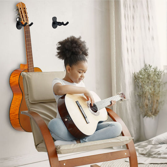 Relaxdays Guitar Wall Mount Set 3 Black 9.5x12x8 Cm