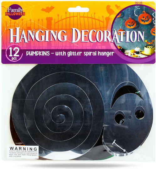 Halloween Dekorationsset 12 Kürbisse Hänger Funkelnde Spiral