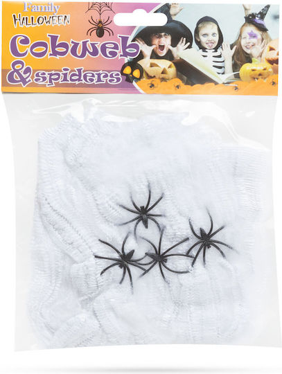 Spinnennetz Spinne Weiß 4-5 M² Synthetisches Baumwollmaterial 4 Spinnen Halloween
