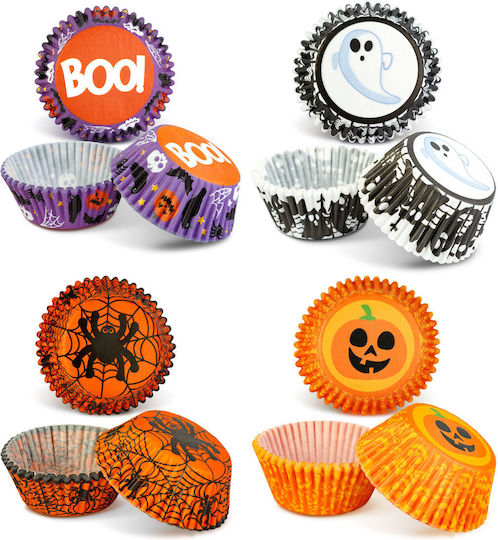 Set Hârtie Cupcake Decorațiuni Pentru Petreceri Halloween 4 Modele 7x5x3.2 Cm