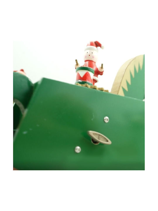 Cutie Muzicală Decorată De Crăciun Cal Verde Din Lemn 18 Cm X 25 Cm Pentru Interior Alista Home