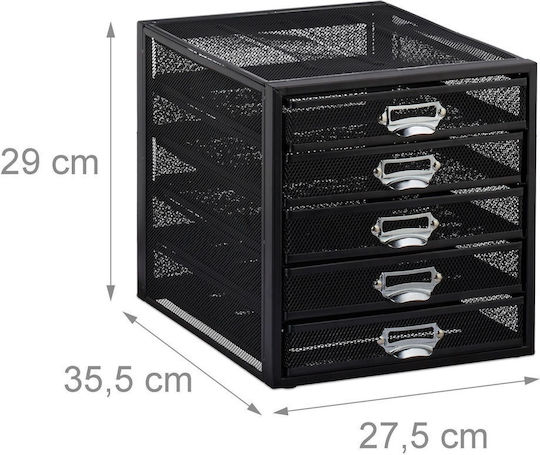 Relaxdays Office Document Organizer 5 Compartments A4 Size 29 X 27.5 X 35.5 Cm Steel Black
