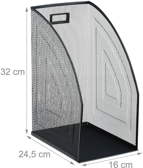 Relaxdays Document Holder Metal Black 32x24.5x16cm