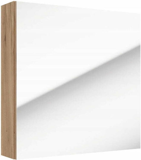 Deftrans Square Bathroom Mirror from Chipboard with Cabinet 60x60cm Brown