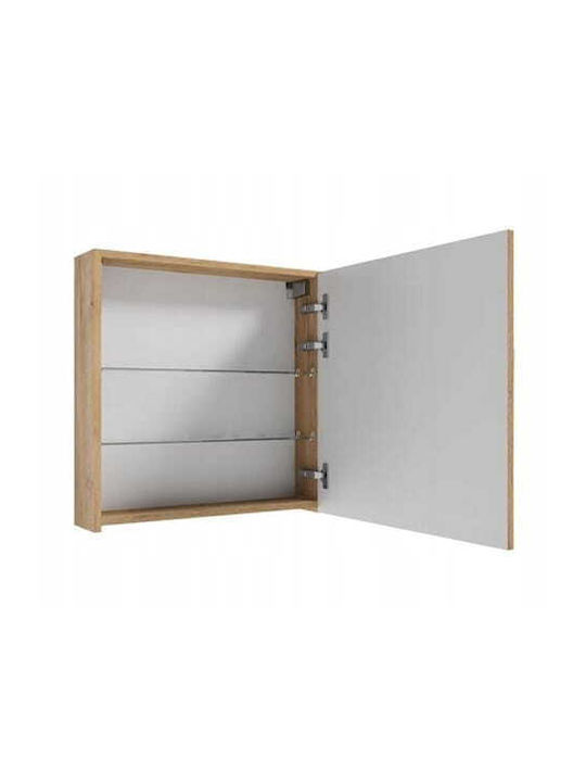 Deftrans Badezimmerspiegel aus Spanplatte mit Schrank 60x50cm Beiges