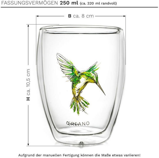 Creano Cană Din Sticlă Verde 250ml