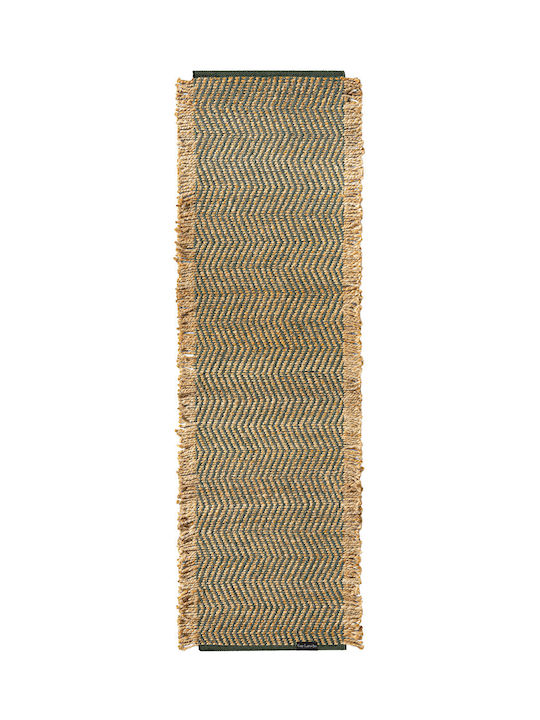 Guy Laroche Zigk Zagk Jute Runner Rug Olive 60x200cm