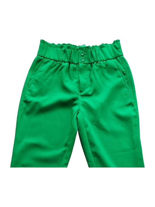 Women's Fabric Trousers with Rubber Band Green