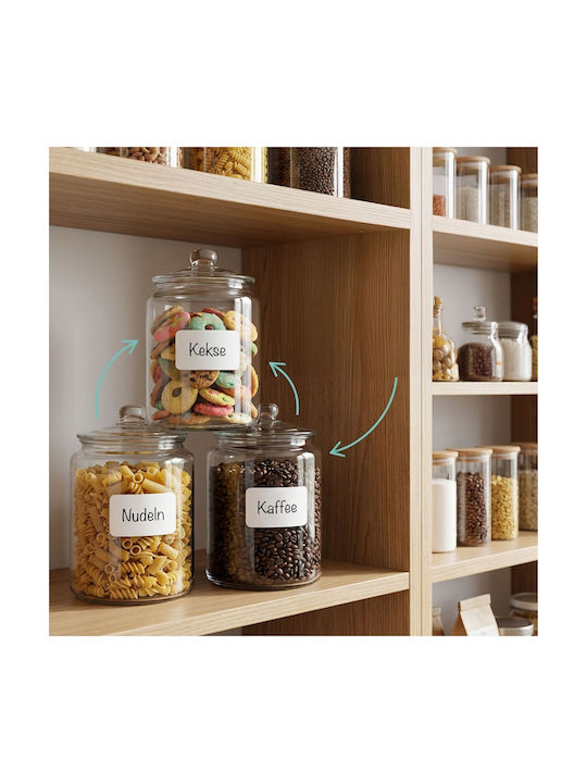 Set Borcane Pentru Biscuiți Cu Capac Relaxdays 26x18cm Transparent 4 Litri Etichete Perie De Curățare