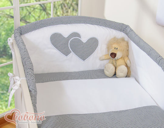Bobono Crib Set Black Houndstooth 3 Pieces