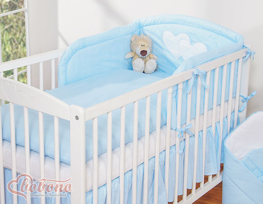 Bobono Bobono Baby Bettwäsche-Set Für Krippe Blue Hearts Und Streifen 3 Stück