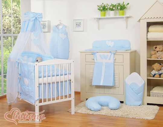 Bobono Crib Set Blue Stripes 5 Pieces