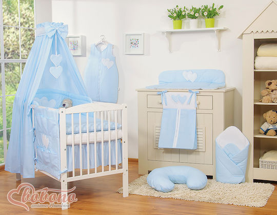 Bobono Crib Set Blue Stripes 5 Pieces