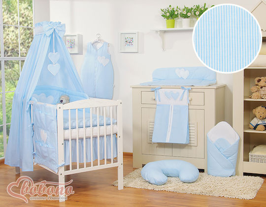Bobono Crib Set Blue Stripes 5 Pieces
