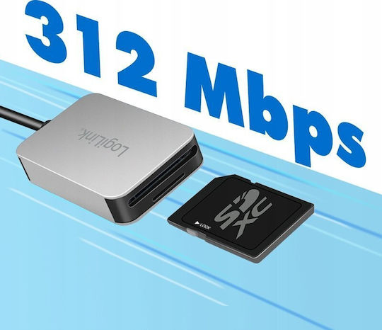 LogiLink Card Reader USB 3.0 Type-C για SD/microSD Γκρι