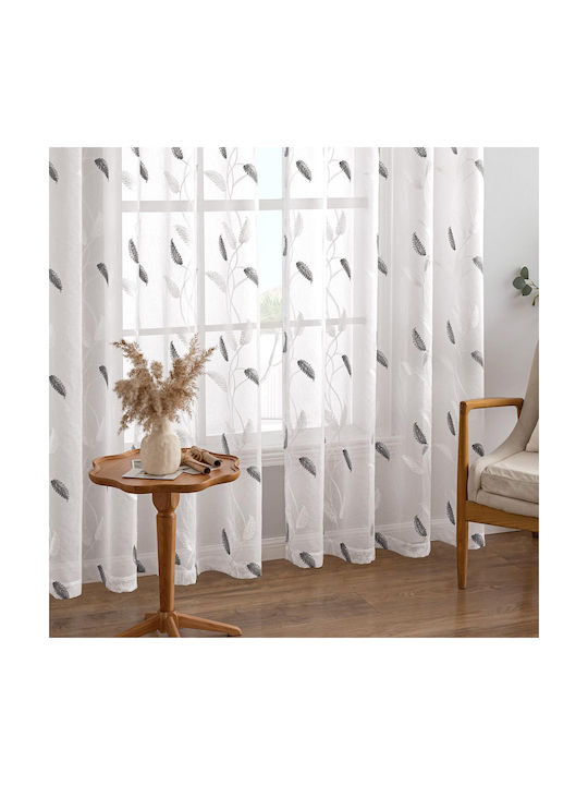 Miulee Комплект Пердета И Завеси За Прозорец С Копчета Сив 140x245см