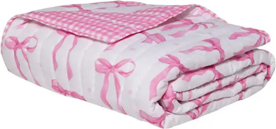Kentia Kids Quilt Set Single with Pillowcase Sassy White-pink 160x220cm