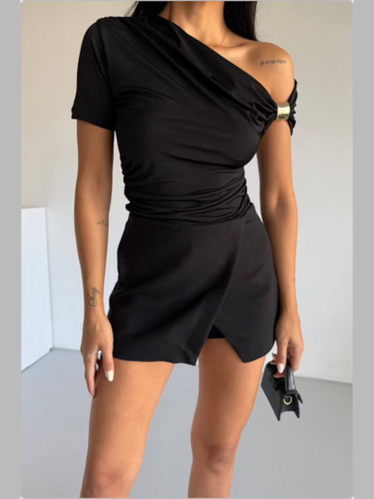 Women's Blouse One Shoulder Black