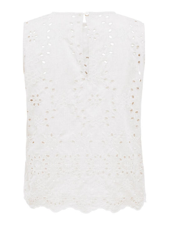 Bluza Damă Bumbac Fără Mâneci Ecru
