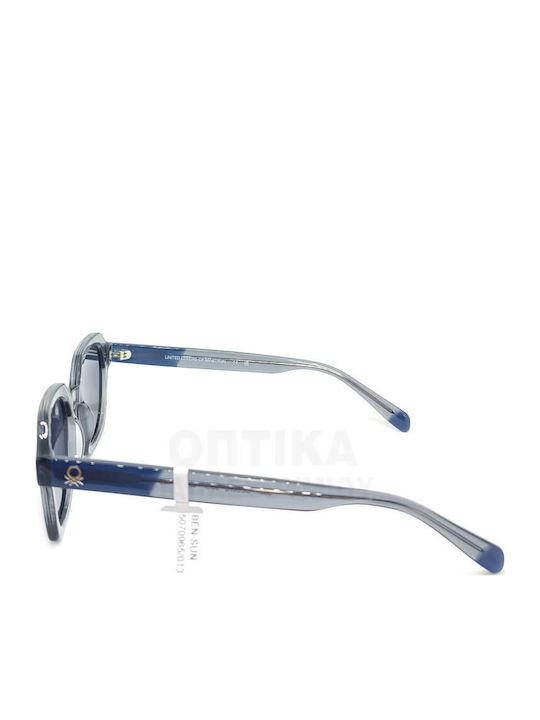 Benetton Unisex Sunglasses with Gray Frame and Blue Polarized Lens