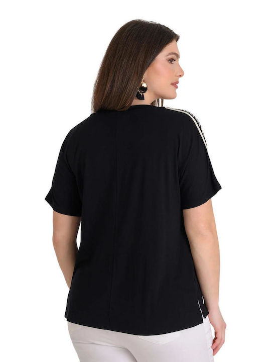 Women's Short Sleeve Black Blouse