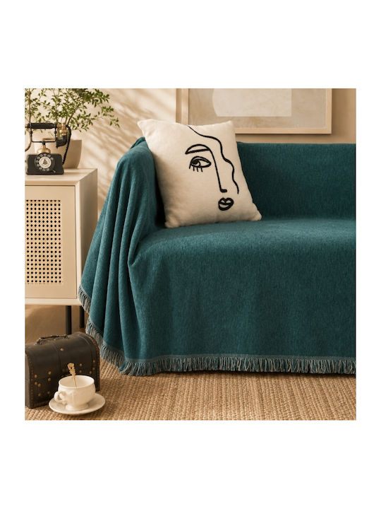My Home Luxury Ριχτάρι Διθέσιου Καναπέ Ζακάρ 180x240εκ. Πετρόλ