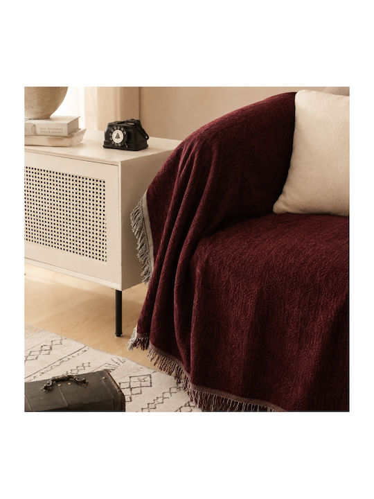 My Home Luxury Decken & Couchdecken Dreisitzer-Sofa Wurf 180x280cm Burgundisch