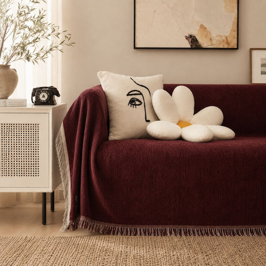 My Home Luxury Ριχτάρι Τριθέσιου Καναπέ Ζακάρ 180x280εκ. Μπορντό