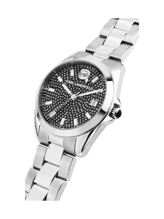 Karl Lagerfeld Womens Watch 35mm Battery with Silver Metal Bracelet