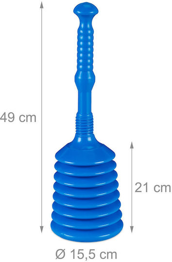 Relaxdays Plunger Large Suction Bell Blue 49x15.5x15.5 Cm