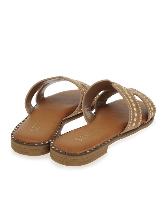 Damen Flache Sandalen Beige
