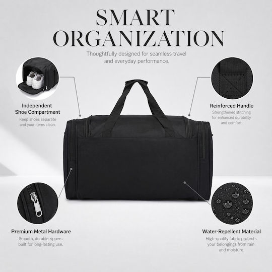 Cardinal Sack Voyage 45lt Black Fabric L55xW27xH30cm