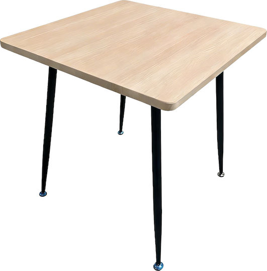 Timberon Dining Room Table Wooden with Metal Frame Natural 70x70x75cm