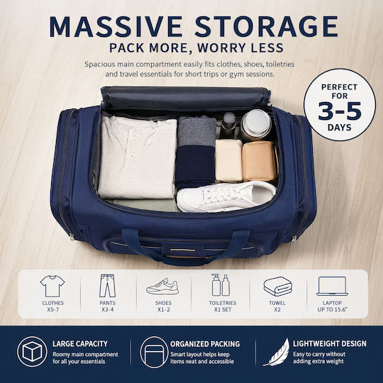 Cardinal Sack Voyage 75lt Blue Fabric L70xW31xH33cm