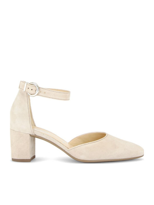 Leder Pumps mit Beige Riemen