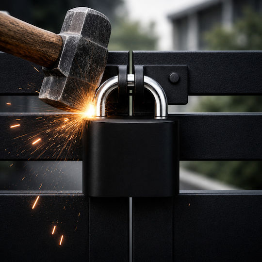Steel Padlock Brass Combination 24mm Black
