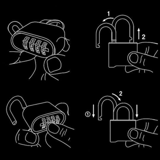 Steel Padlock Brass Combination 24mm Black