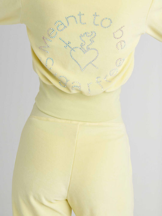 Women's Velvet Hoodie Sweatshirt Jacket Yellow