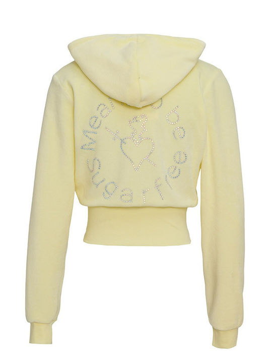 Women's Velvet Hoodie Sweatshirt Jacket Yellow