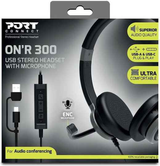 Port Designs On'R 300 Căști Multimedia On Ear cu Microfon și Conectare USB-A