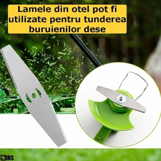 Siks Replacement Accessory Set Electric Battery-powered Brush Cutter 1 Disc 5 Plastic Blades 2 Steel Blades Silver