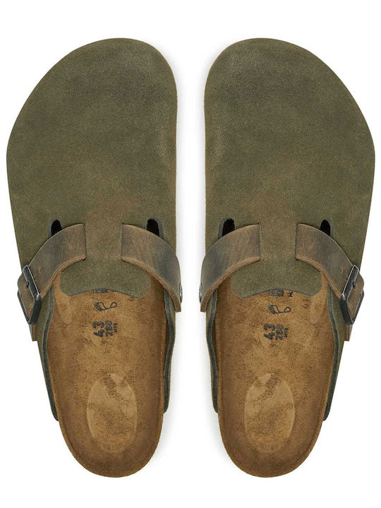 Birkenstock Boston Men's Leather Clogs Green