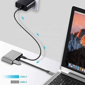 USB-C Dockingstation mit HDMI 4K PowerDelivery (PD) und Bildschirmverbindungen 2 Monitore Grau