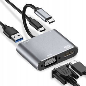 USB-C Dockingstation mit HDMI 4K PowerDelivery (PD) und Bildschirmverbindungen 2 Monitore Grau